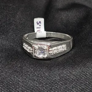 Men's Silver Ring with Cubic Zirconia - Sizes 10, 11.5, 4g