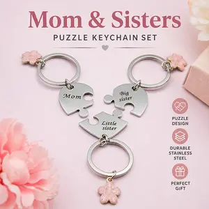 Mother Daughter Keychain for 3,Mother Big Sister Little Sister Keychain for 3, Sweet Meaningful Gift for Mom for Mother's Day, Birthday, Christmas or Just Because