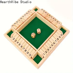 Classic 4 Sided Wooden Board Game With 2 Dice , Classics Tabletop Version And Pub Board Game