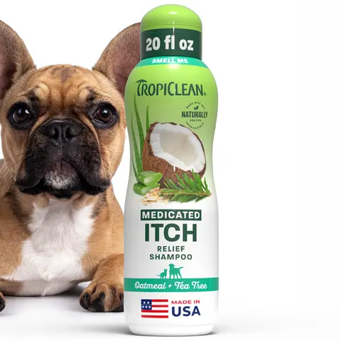 TropiClean Oatmeal + Tea Tree Medicated Itch Pet Shampoo, 20oz