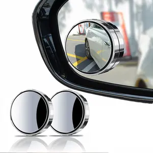 2 pcs Blind Spot Mirrors, 2" Round HD Glass Convex 360° Wide Angle Side Rear View Mirror with ABS Housing for Cars SUV and Trucks,  Pack of 2