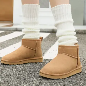 OOW Ankle Mini Boots for Women Genuine Suede Faux Fur Resistant Warm Snow Boots Indoor & Outdoor Trending Comfortable Women's Ankle Boots with Memory Foam Insole and Anti-Slip Traction - Footwear