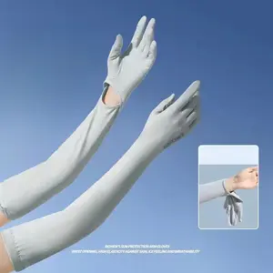 2 Pair Summer Ice Silk Sunscreen Gloves for Women's UV Protection Summer Breathable Thin Style Driving Ice Sleeves