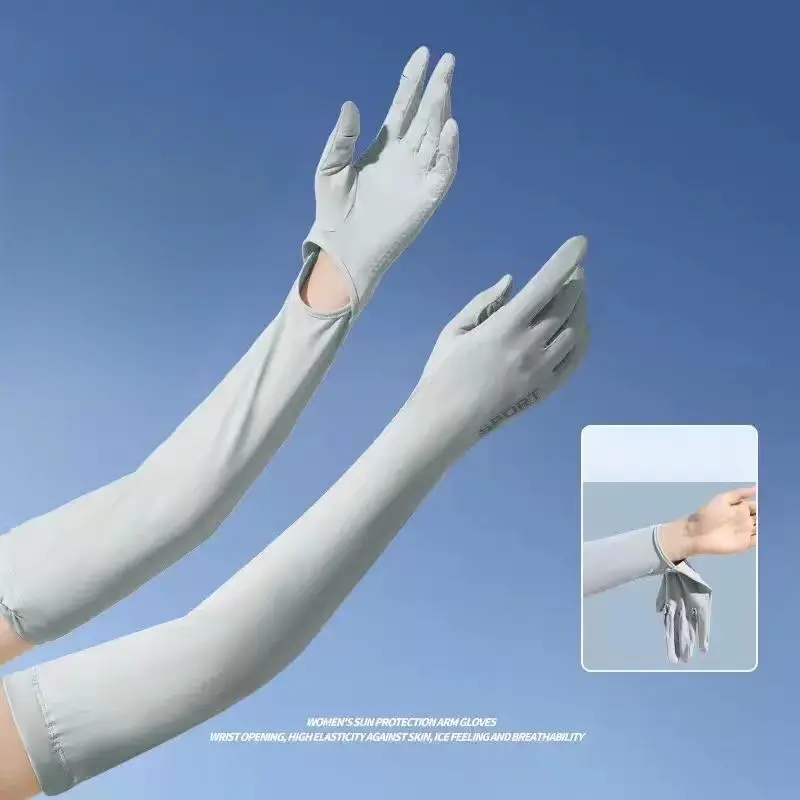 2 Pair Summer Ice Silk Sunscreen Gloves for Women's UV Protection Summer Breathable Thin Style Driving Ice Sleeves