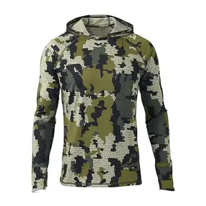 Long Sleeve Fishing Hoodie for Men Anti-UV Sun Protection Clothes   Camouflage Jersey