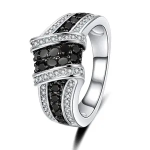 S925 Mother's Day Synthetic Obsidian Ring with Black and White 5A CZ Accent Design, Exquisite and Luxurious Women's Jewelry for Lover, Stylish Ring Perfect Gift for Girls Daily Wear and Party, Birthday and Christmas Gift with Box