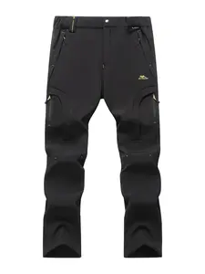 Winter Outdoor Fleece Lined Thick Work Pants with Belt, 6 Zipper Pockets, Warm Splashproof Windproof, Casual Fit, Daily Use, Outdoor Activities, Casual Fashion Pocket, Trouser