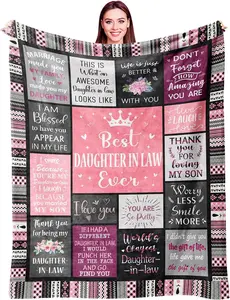 Daughter in Law Gifts from Mother in Law, Birthday Gifts for Daughter in Law, Soft Comfortable Flannel, Christmas Mothers Day Wedding Gifts for Daughter-in-Law Throw Blanket