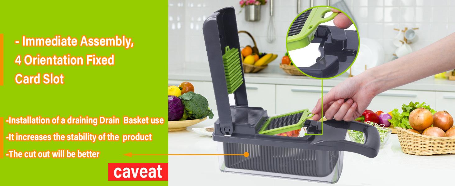 Multifunctional Vegetable Chopper with Blades 16 in 1 ,vegetable dicer, 1 Set Manual Cutter with large container, razor sharp blade  Kitchen Gadgets, Kitchen Accessories,,kitchen chopper,instrumentos de cocina.colander basket slicer