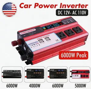 Upgraded 5000W Peak Vehicle Power Inverter, Multi-Function Portable Car Charger Inverter with Real-Time Screen for Road Trip Family Camping Electronic Devices
