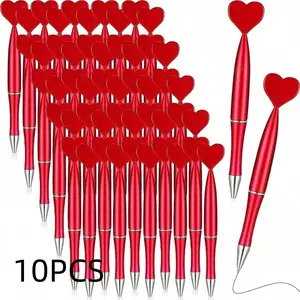 Valentine Heart-Shaped Pens Set, Cute Stationery Ballpoint Pens, School Classroom Supplies, Office Gifts, Back-To-School Essentials, Smooth Writing Pens