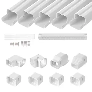 fathersdaygift VEVOR Mini Split Line Set Cover 3-inch W 10Ft L, PVC Decorative Pipe Line Cover For Air Conditioner with 5 Straight Ducts Full Components Easy to Install, Paintable for Heat Pumps, White