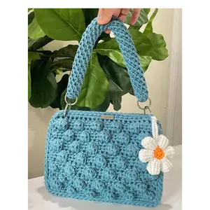 Crochet Shoulder Bag - Handmade T-Shirt Yarn Purse -  Trendy Summer Bag- Gift for Her