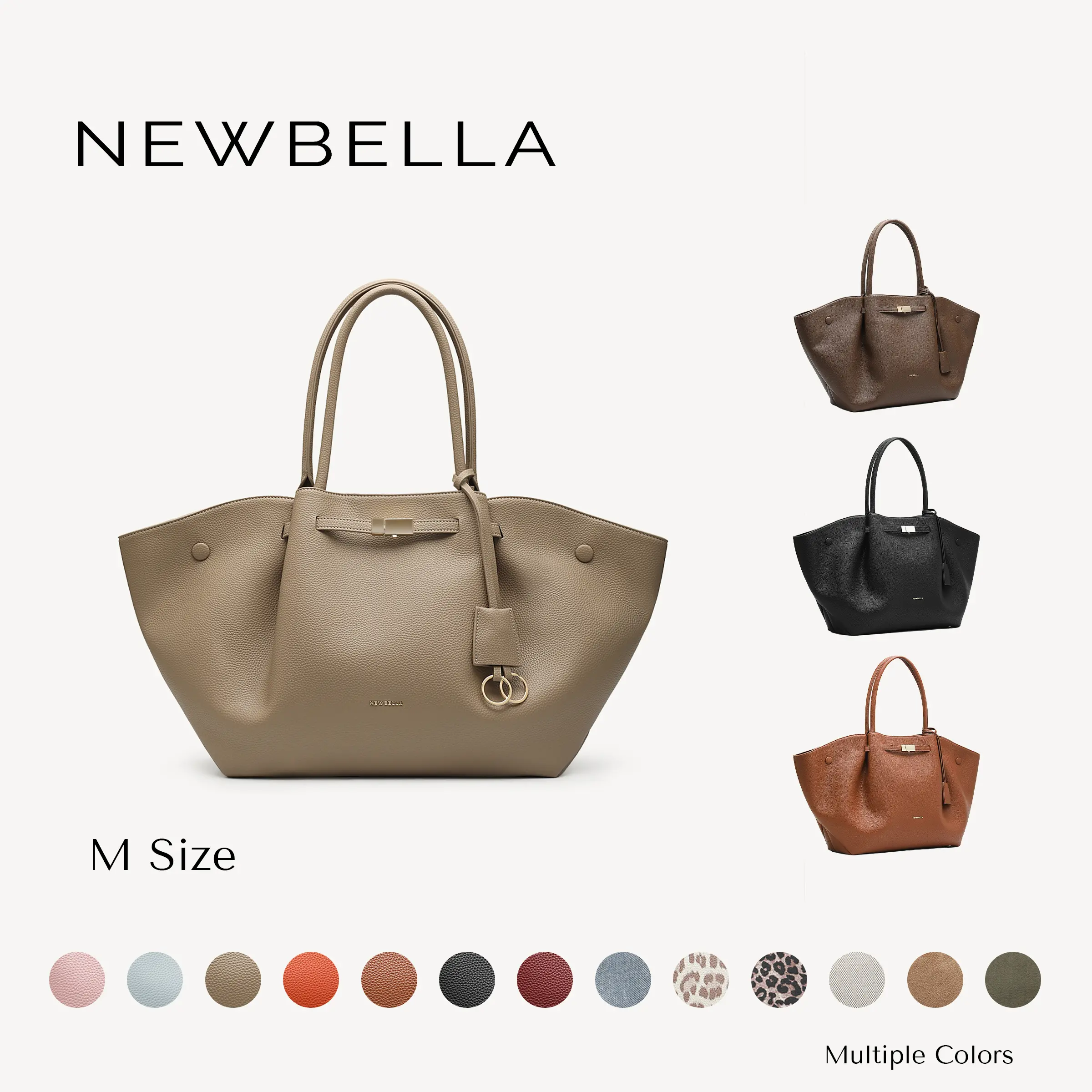 NEWBELLA Marella M Collapsible PU Leather Tote Bag with Magnetic Closure and Luggage Sleeve for Work and Travel #sohoch