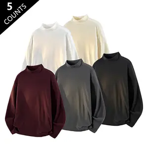 Multiple Pack Combo German Fleece Long Sleeve Shirt Men's Autumn Winter New Warm Fleece Lined Base Layer Top Can Be Worn Outside And As Innerwear Sweatshirt Lightweight - Suitable For Daily Commuting, Trendy Versatile, Stylish Minimalist, Sports Running A