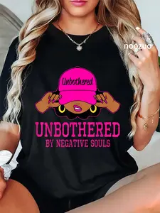 100% Cotton Unisex Unbothered Sassy Black Woman African American Afro Queen T-Shirt Casual Top