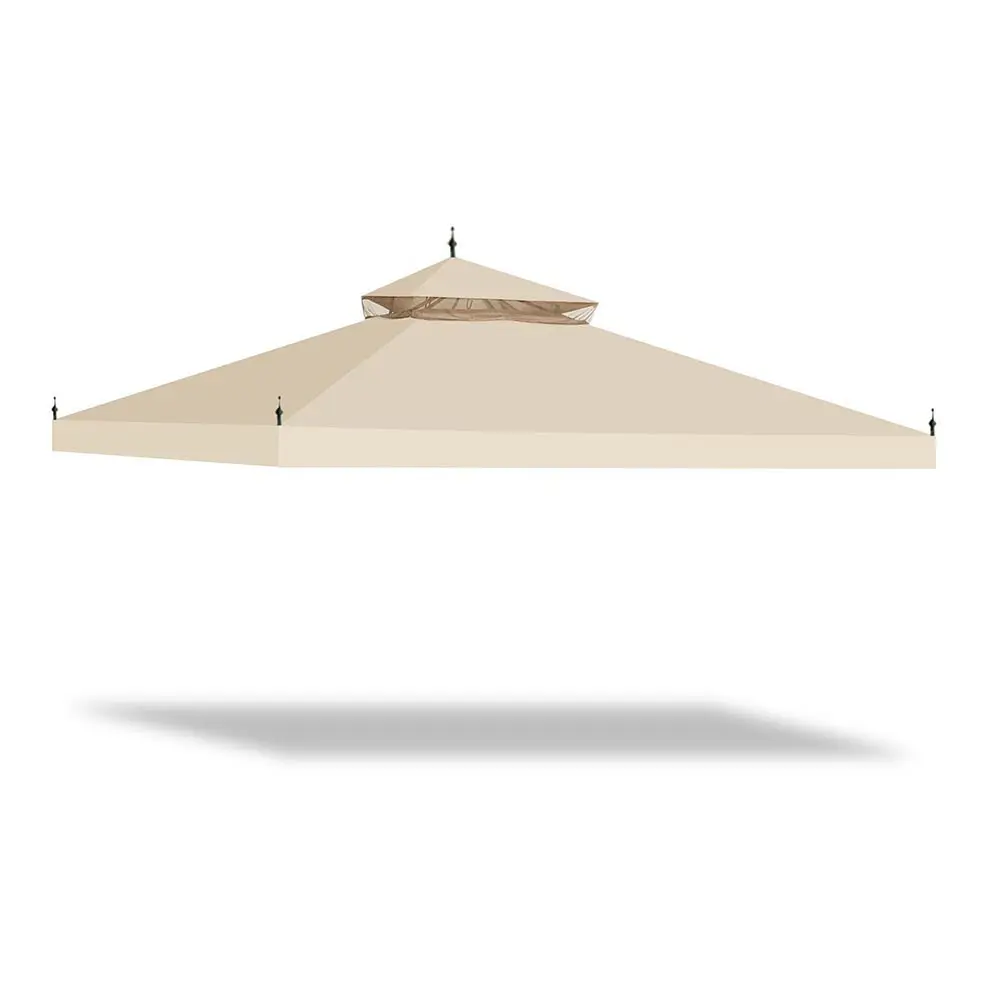 Yescom (No Frame) 10' x 10' Beige Gazebo Canopy Replacement Top 2-Tier