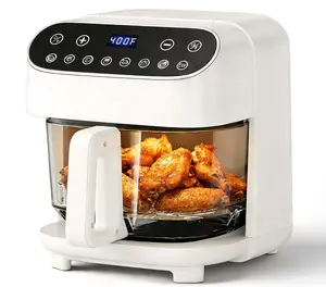 Cowsar 8-in-1 High Borosilicate Glass Air Fryer 4.5QT Compact Roast Reheat Dehydrate Fries PFSA-Free Non-Coated 400F Max Temp Visible Window Dishwasher-Safe Parts