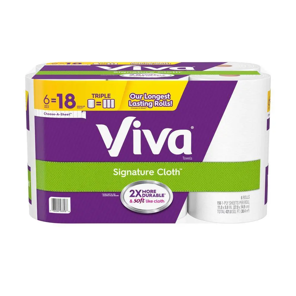 Cloth Paper Towel Roll (156-Sheets Per Roll 6 Rolls Per Pack) Cleaning Toilet Fragrance Free Wipes Multipurpose Wipes