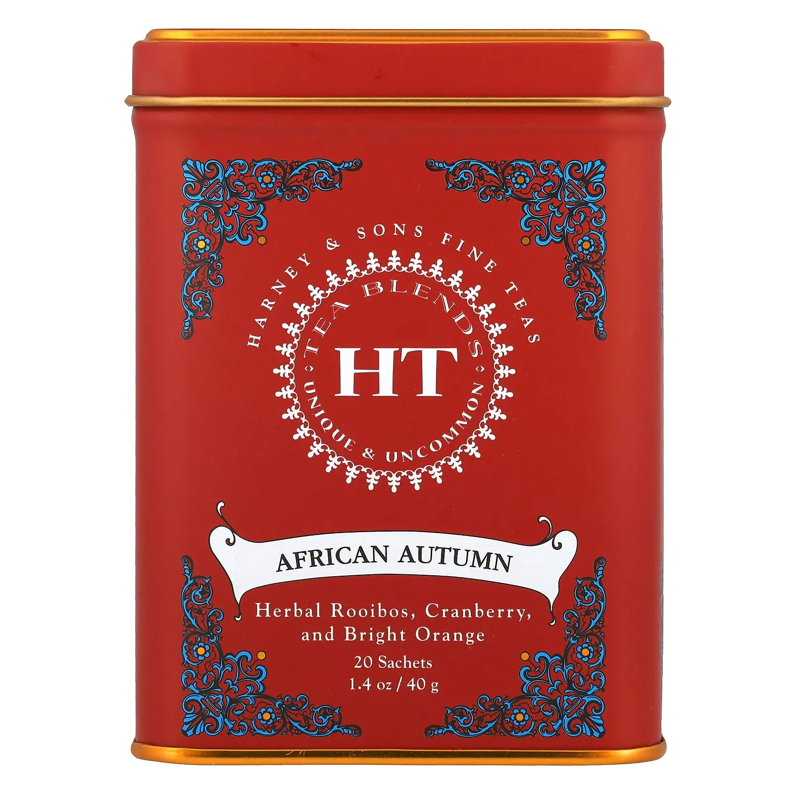 Harney & Sons HT Tea Blends, African Autumn, Caffeine-Free, 20 Sachets, 1.4 oz (40 g)
