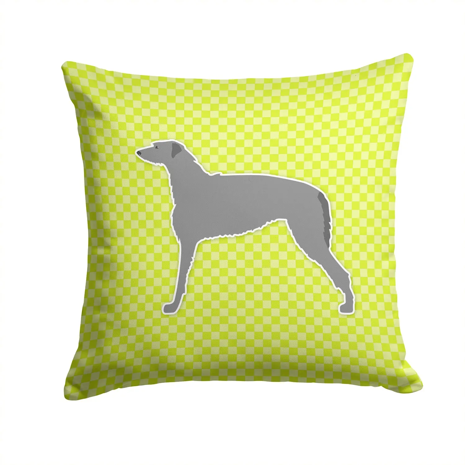 Scottish Deerhound Checkerboard Green Decorative Throw Pillow 14x14 Indoor Outdoor Accent Cushion, Fabric Cover with Insert for Sofa, Bed, Porch & Living Room