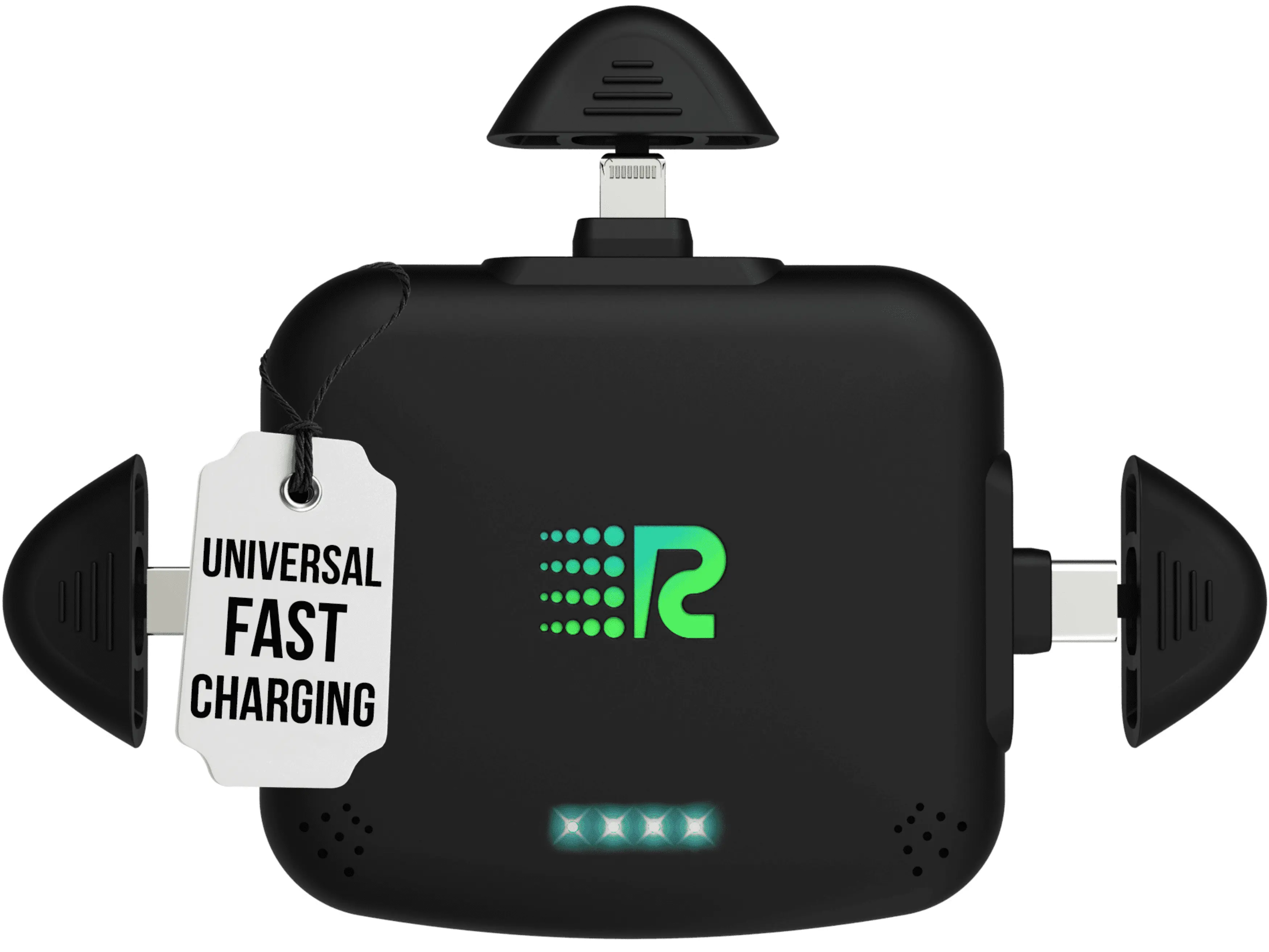 Rush Charge Universe 3 in 1 Portable Charger – 3300mah, 2.4A High-Speed Fast Charging Compatible with iPhone and Android Lightning, Type C, Micro-USB Charges 3 Devices at a Time Pre-Charged RC33
