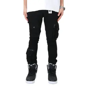 DOLCE Men's premium twill black cargo pants.