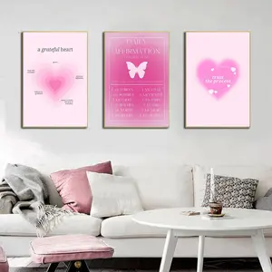 Heart Design & Letter Pattern Unframed Painting, Unframed Art Print, Decorative Artwork, 3 Counts/set Gradient Wall Art, Wall Decor for Home Living Room Bedroom, Home Decor, Ornaments