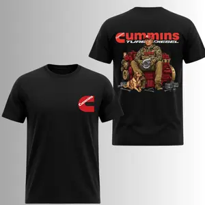 Donald Trump Cummins Turbo Diesel T-Shirt, 2 Sides, Diesel Mechanic Dog Graphic Tee