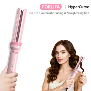 FORLIFA-Pro HyperCurve:3-in-1 Cool Air Automatic Curling & Straightening Iron,5 Min Quick Styling,360° Cooling Airflow,1.1billion Negative Ions,Triple Hair Protect&Burn-Free,Automatic Shut-Off,2-Way Rotation,Anti-Scald,Anti-Tangle,Summervibes