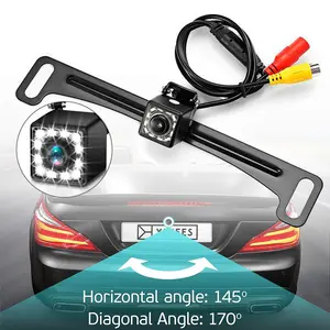 Car Backup Camera, License Plate Camera with 12 LED Lights Rear Camera, HD Night Vision Rear View Camera,Wide View Angle,Waterproof Reverse Vehicle Camera for Cars,SUV,Trucks