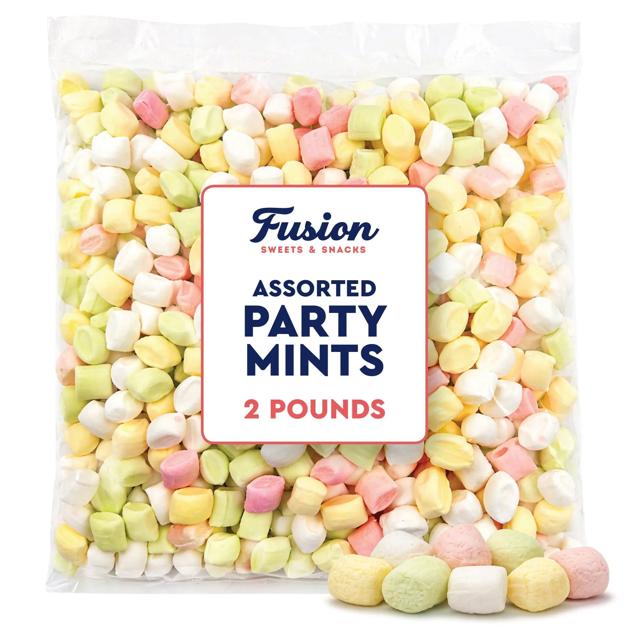 Party Mints Assorted - 2 Pound Bulk Bag Baby Shower Mint - After Dinner Mints- Colorful Delicious Pastel Colored Cube Candy Smooth And Melty Breath Savers - Perfect for Weddings