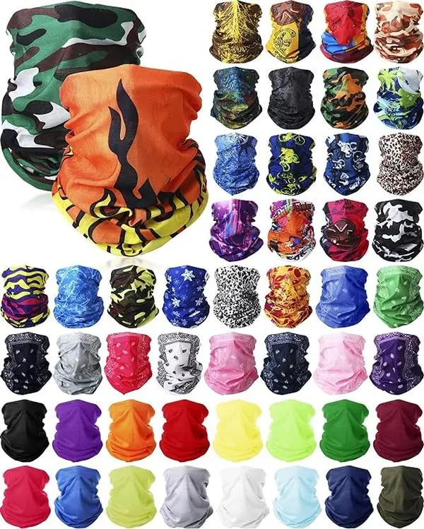 Solid Color Gaiter Mask, 50 Pcs Unisex Fitted Face Covering, Multi-Use Neck Gaiter Bandana for Outdoor Sports, Unisex Clothes, Adults