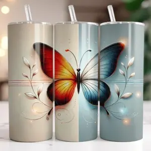 Butterflies | 20oz sublimation tumbler transfer print out Bottle Drinkware