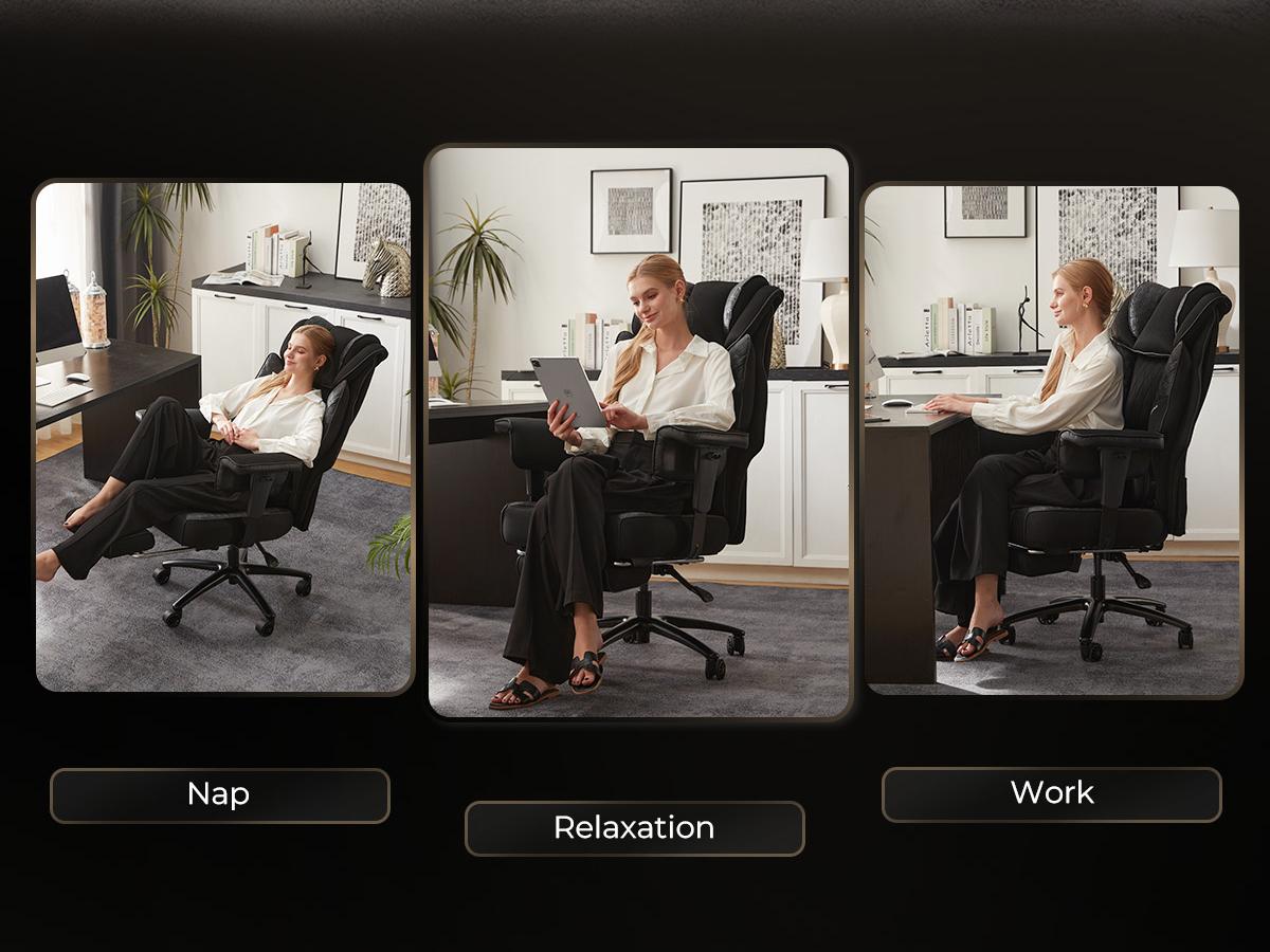 Dowinx Big and Tall Office Chair with Massage Lumbar Support,Executive Office Chair with Wide Thick Seat Cushion and Adjustable Armrest,Mesh Computer Gaming Chairs with Footrest (Black) Dowinx Big and Tall Office Chair with Massage Lumbar Support,Executive Office Chair with Wide Thick Seat Cushion and Adjustable Armrest,Mesh Computer Gaming Chairs with Footrest (Black)