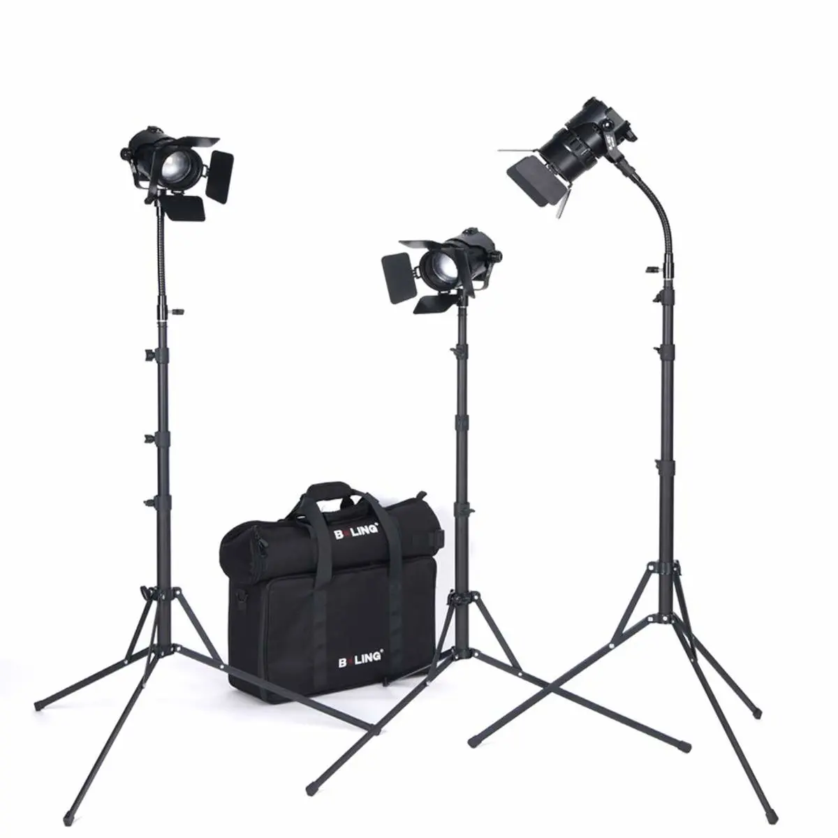 Boling BL-50C 50W Fresnel Bi-Color LED Lighting Kit with Light Stand, Professional LED Video Film Lighting Kit (2x Zoom Light & 1x Fixed Light)