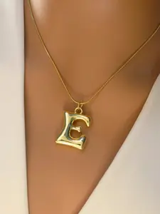 Trendy Letter Necklace, 3D Bubble Letters Pendant, Casual Stainless Steel Jewelry, Unisex All-Season Accessory, Unique Gift Idea