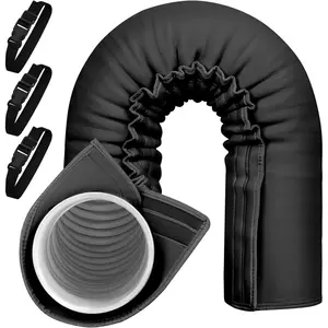 Portable AC Hose Insulation Sleeve, Portable Air Conditioner Hose Cover Wrap, Fits 5" & 5.9" Diameter Exhaust Hose, Insulated Duct Vent Cover, Easy to Install with 3 Adjustable Straps, Black
