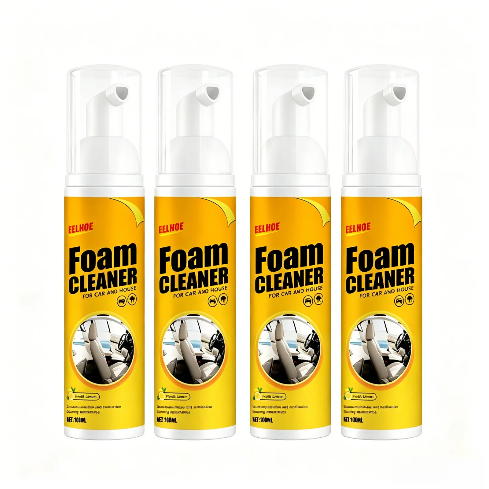 EELHOE 100ml High-Efficiency Foam Action Leather & Upholstery Cleaner for Car Owners, Erases Grease, Dissolves Grime & Dirt Marks, Cleans Cars' Steering Wheels, Leather Seats, Fabric & Plastic Interiors