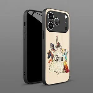 A New Glass Case Design with 2D Effects and Patterns Inspired by Punjabi Scroll Art, for iPhone 17 16 15 14 13 12 11 PRO MAX PLUS AIR and Mini iPhone 16E AIR XR XS MAX Series Mobile Phone Case