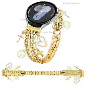 Small skirt strap compatible with Samsung Galaxy Watch 7 strap/FE 6 5 4 40mm 44mm, Galaxy Active 2, 20mm strap, beautiful chain with cute decoration, suitable for Samsung strap female accessories small skirt bracelet strap Smart Watch Accessories