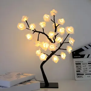 LED White Rose Tree Lights – Adjustable Bonsai Design, Suitable for Bedroom & Party Decorations; Perfect Holiday Gift for Mother's Day, Valentine's Day & Wedding Garden Parties; Also Ideal for Home, Living Room & Christmas Tabletop Decor