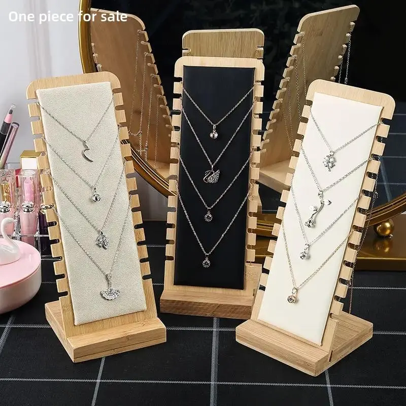 Wooden 12-bit Jewelry Display Stand, 1 Count Simple Jewelry Storage Rack, Jewelry Organizer for Necklace, Home Organizer, Durable Storage Organizer, Jewelry Holder Organizer