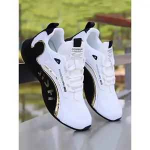 Men's Sporty Casual Shoes, Comfortable Lined Lace-Up Design, Outdoor Running Travel Office Home Gym, PVC Wear-Resistant Sole