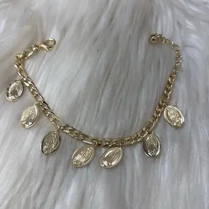 Gold-Tone Chain Bracelet with Oval Charms for Women's Fashion Accessories