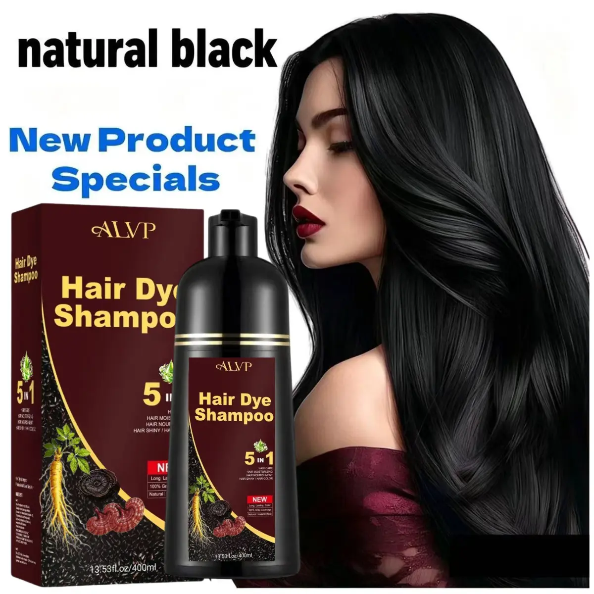2026 ALVP 5-in-1 Herbal Hair Dye Shampoo for Men WomenCovers Gray Hair Long Lasting Color Nourishes Scalp 4Shades Golden Brown Dark color shampoo para canashealthy plant ingredient semi-permanent natural planthaircare red Blonde Ombre Highlight fathersday