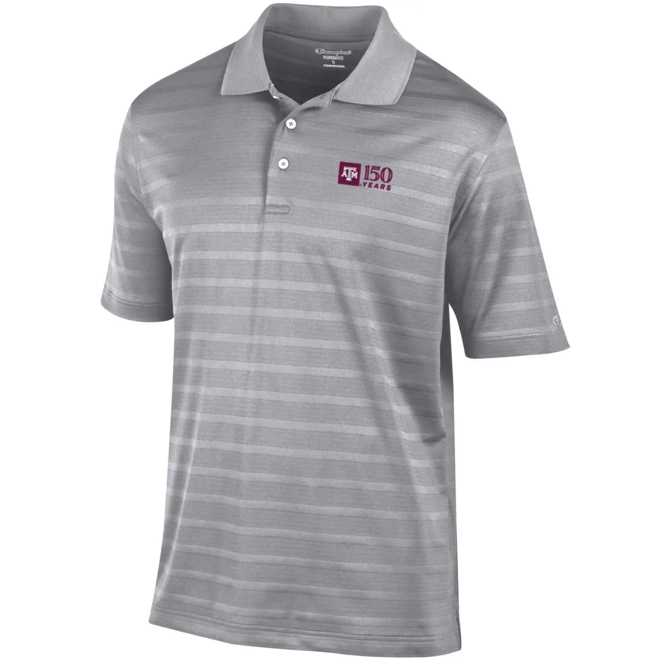 Texas A&M Aggies Champion  150 Years Textured Solid Polo - Gray