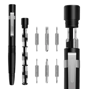 13 in 1 Magnetic Precision Screwdriver Pen, Aluminum EDC Mini Screwdriver Set, Magnetic Screwdriver Tools with 6 Double-Ended Bits, Hidden Storage Design for Eyeglasses, Watches, iPhone, Laptop & Electronics Repair