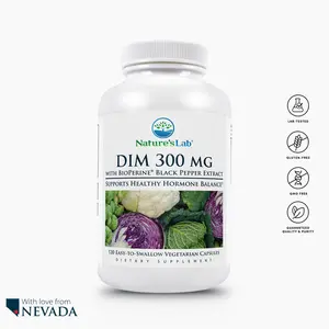 Nature’s Lab DIM 300mg with BioPerine – Estrogen Balance & Hormonal Support for Men & Women | Max Strength | 120 Vegetarian Capsules