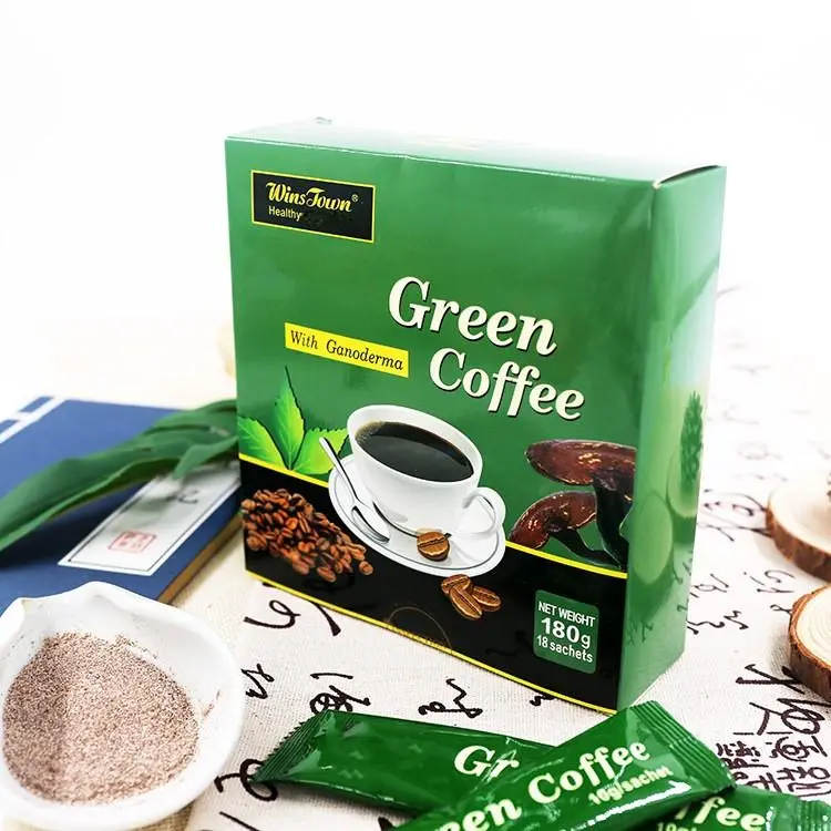 Wins Town Premium Instant Green Coffee Powder Beverage, 18-Sachet Supply (180g Coffee Packets)